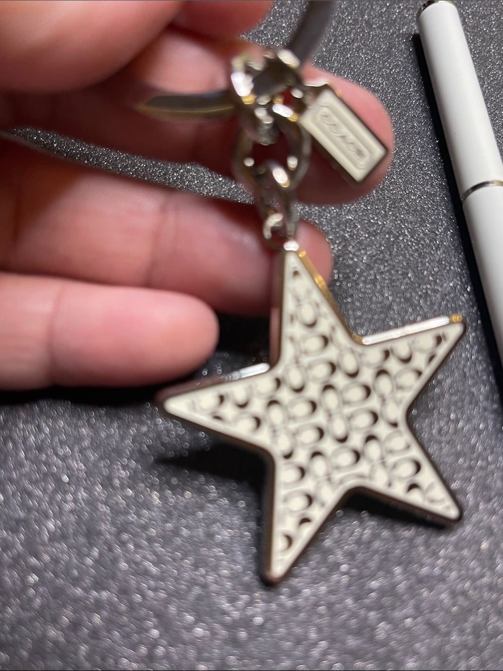 Coach Silver Star Logo Keychain - Picture 3 of 7